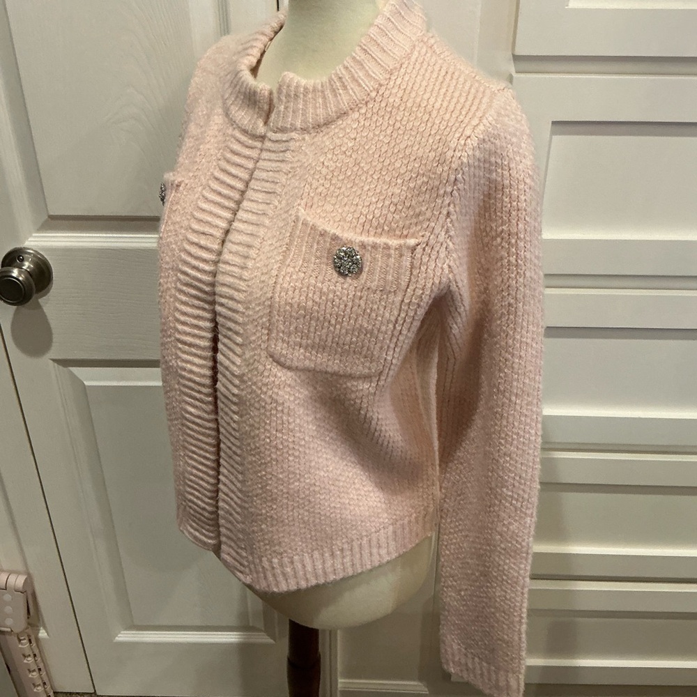 Ann Taylor Soft Pink Cardigan Sweater with crystal details, New with tags! - Picture 4 of 9